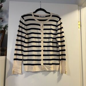 Zara Blue and White striped cardigan